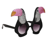 Shiny Pink Silver Black Parrot Bird Sunglasses Glasses Specs Festivals Night Party Fancy Dress Costume Prop