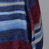 Maxbell Women Cowl Neck Striped Hoodie Long Sleeve Pullover Top with Pocket L Blue