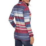 Maxbell Women Cowl Neck Striped Hoodie Long Sleeve Pullover Top with Pocket L Blue