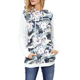 Womens Floral Hoodie Long Sleeve Jumper Casual Pullover Sweatshirt S White