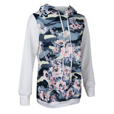 Womens Floral Hoodie Long Sleeve Jumper Casual Pullover Sweatshirt L White