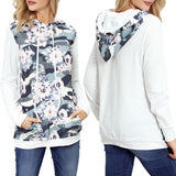 Maxbell Womens Floral Hoodie Long Sleeve Jumper Casual Pullover Sweatshirt XL White