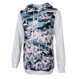 Maxbell Womens Floral Hoodie Long Sleeve Jumper Casual Pullover Sweatshirt XL White