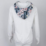 Maxbell Womens Floral Hoodie Long Sleeve Jumper Casual Pullover Sweatshirt XL White