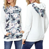 Maxbell Womens Floral Hoodie Long Sleeve Jumper Casual Pullover Sweatshirt XL White