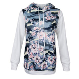 Maxbell Womens Floral Hoodie Long Sleeve Jumper Casual Pullover Sweatshirt XL White