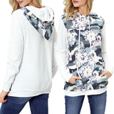 Maxbell Womens Floral Hoodie Long Sleeve Jumper Casual Pullover Sweatshirt XL White