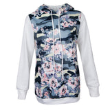 Maxbell Womens Floral Hoodie Long Sleeve Jumper Casual Pullover Sweatshirt XL White