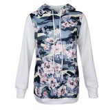 Maxbell Womens Floral Hoodie Long Sleeve Jumper Casual Pullover Sweatshirt XL White