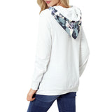 Maxbell Womens Floral Hoodie Long Sleeve Jumper Casual Pullover Sweatshirt XL White