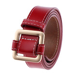 Women Vintage PU Leather Belt Waist Belt Waistband Alloy Buckle Red