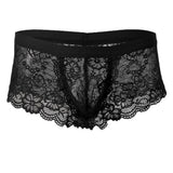 Maxbell Sexy Men sheer Lace See Through Panties Briefs Underwear Lingerie Black