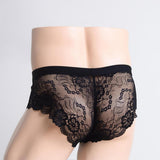 Maxbell Sexy Men sheer Lace See Through Panties Briefs Underwear Lingerie Black
