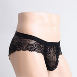 Maxbell Sexy Men sheer Lace See Through Panties Briefs Underwear Lingerie Black