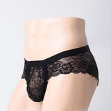 Maxbell Sexy Men sheer Lace See Through Panties Briefs Underwear Lingerie Black