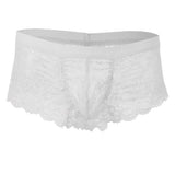 Maxbell Sexy Men sheer Lace See Through Panties Briefs Underwear Lingerie White