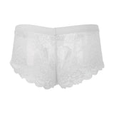 Maxbell Sexy Men sheer Lace See Through Panties Briefs Underwear Lingerie White