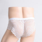Maxbell Sexy Men sheer Lace See Through Panties Briefs Underwear Lingerie White