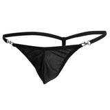 Maxbell Sexy Men's Solid Key Chain Buckles Pouch Thong Brief T-back Underwear Black