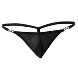 Maxbell Sexy Men's Solid Key Chain Buckles Pouch Thong Brief T-back Underwear Black