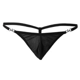 Maxbell Sexy Men's Solid Key Chain Buckles Pouch Thong Brief T-back Underwear Black