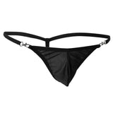 Maxbell Sexy Men's Solid Key Chain Buckles Pouch Thong Brief T-back Underwear Black