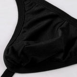 Maxbell Sexy Men's Solid Key Chain Buckles Pouch Thong Brief T-back Underwear Black