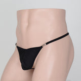 Maxbell Sexy Men's Solid Key Chain Buckles Pouch Thong Brief T-back Underwear Black