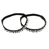 Maxbell Detachable Leather Rivet Shoe Straps for Loose High Heeled Shoes Silver