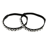 Maxbell Detachable Leather Rivet Shoe Straps for Loose High Heeled Shoes Silver