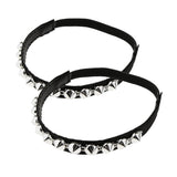 Maxbell Detachable Leather Rivet Shoe Straps for Loose High Heeled Shoes Silver