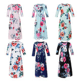 Maxbell Girls Boho Floral Maxi Dress Pleated Causal Long Dress with Pockets 120 White
