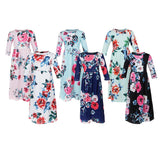 Maxbell Girls Boho Floral Maxi Dress Pleated Causal Long Dress with Pockets 120 White