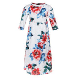 Maxbell Girls Boho Floral Maxi Dress Pleated Causal Long Dress with Pockets 120 White