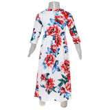 Maxbell Girls Boho Floral Maxi Dress Pleated Causal Long Dress with Pockets 120 White