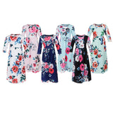 Maxbell Girls Boho Floral Maxi Dress Pleated Causal Long Dress with Pockets 120 White