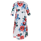 Maxbell Girls Boho Floral Maxi Dress Pleated Causal Long Dress with Pockets 120 White