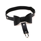 Maxbell Women's Bowknot PU Leather Adjustable Garter Belt Leg Sock Suspender Black