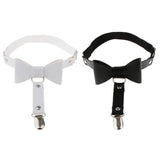 Maxbell Women's Bowknot PU Leather Adjustable Garter Belt Leg Sock Suspender Black