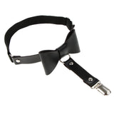 Maxbell Women's Bowknot PU Leather Adjustable Garter Belt Leg Sock Suspender Black