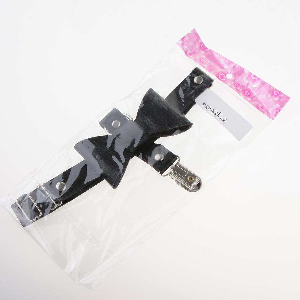 Maxbell Women's Bowknot PU Leather Adjustable Garter Belt Leg Sock Suspender Black