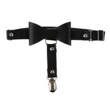 Maxbell Women's Bowknot PU Leather Adjustable Garter Belt Leg Sock Suspender Black