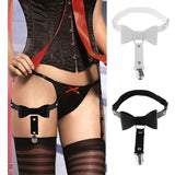 Maxbell Women's Bowknot PU Leather Adjustable Garter Belt Leg Sock Suspender Black