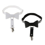 Maxbell Women's Bowknot PU Leather Adjustable Garter Belt Leg Sock Suspender Black