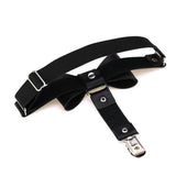 Maxbell Women's Bowknot PU Leather Adjustable Garter Belt Leg Sock Suspender Black