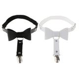 Maxbell Women's Bowknot PU Leather Adjustable Garter Belt Leg Sock Suspender Black