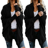 Maxbell Women Cardigan Loose Sweater Batwing Long Sleeve Knitted Outwear Black
