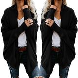Maxbell Women Cardigan Loose Sweater Batwing Long Sleeve Knitted Outwear Black