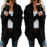 Maxbell Women Cardigan Loose Sweater Batwing Long Sleeve Knitted Outwear Black