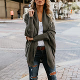 Maxbell Women Cardigan Loose Sweater Batwing Long Sleeve Knitted Outwear Dark green